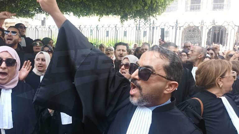 المحامون التونسيون ينظمون وقفة احتجاجية أمام قصر العدالة